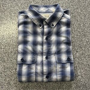 Red Head Short Sleeve Button Down Shirt Mens M Blue Plaid Collared